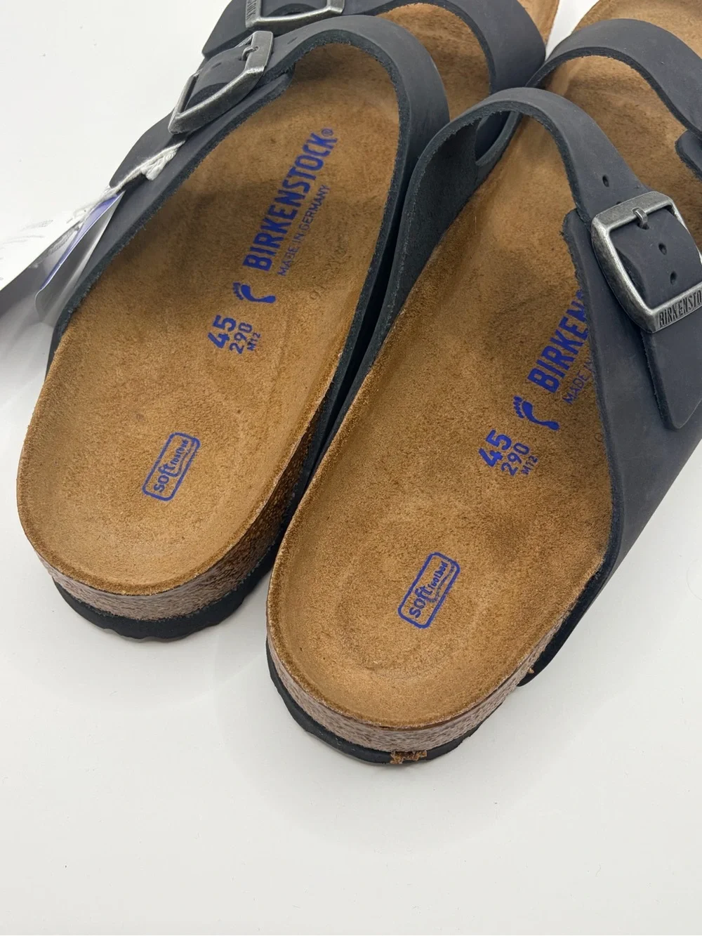 Birkenstock Arizona Black Two-Strap soft bed  Sandals in Black